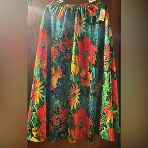 Coldwater Creek Colorful Floral Dress - Black, Green, Orange Skirt